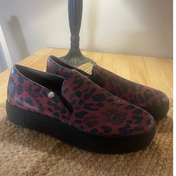 VERSACE VERSUS LEOPARD PRINT WOMEN’S LEATHER PLATFORM 6.5 (37), S100 - Picture 1 of 11